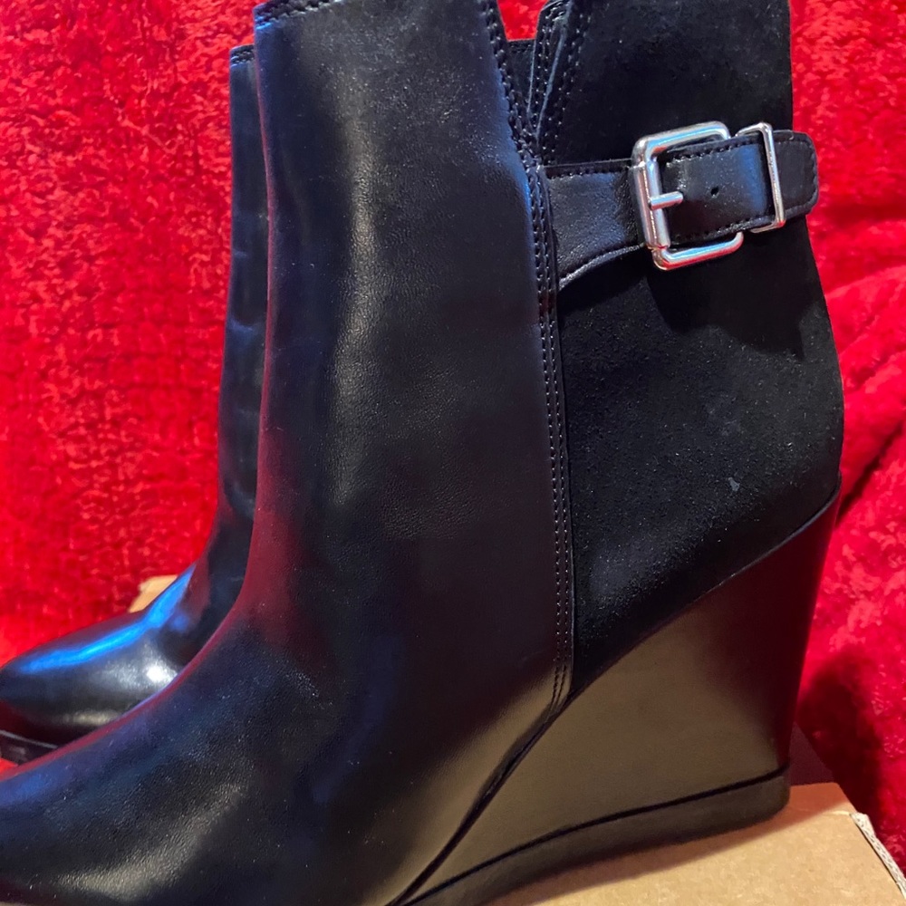 Sexy little black wedge booties